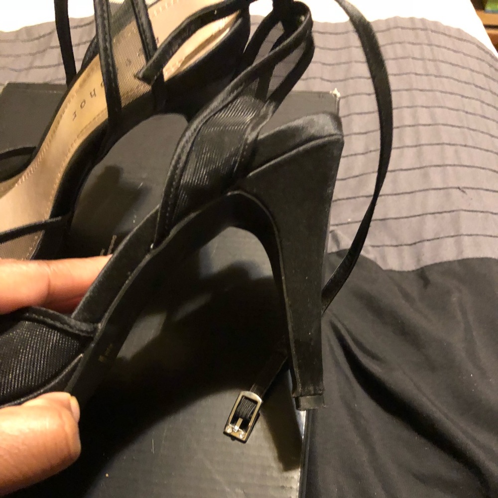 Black Mesh Peep-Toe Stilettos - Picture 4 of 5